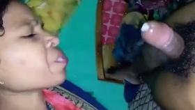 Aunty eagerly swallowing semen during oral sex