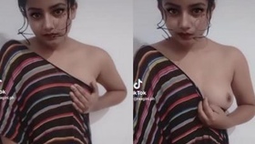 Marged's TikTok videos feature a seductive Indian woman showcasing her large breasts