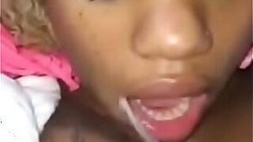 Drunk ebony let me cum on her face