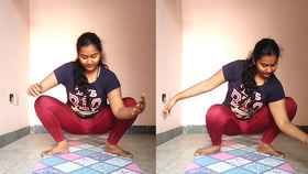 Indian girl demonstrates her flexibility in yoga routine