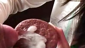 cum on food creamed cookie outdoors