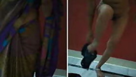 Skinny teen takes off sari to show her small tits and not only