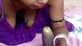 Bengali Housewife gives Brinjal a blowjob and gets fucked in her cunt while playing with her Milky tits