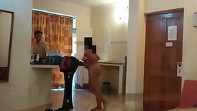 Desi's wife is completely naked in front of the room service guy